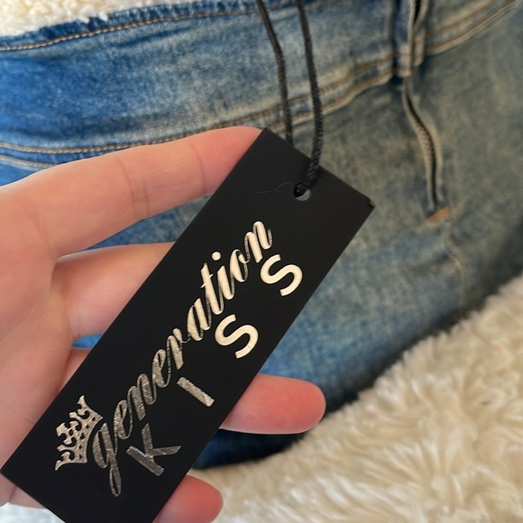 Dolls Kill Denim Skirt with Tan Trim NWT - Picture 9 of 11